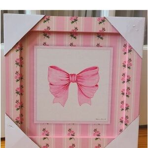 NEW Coquette Pink Bow Wall Art Canvas